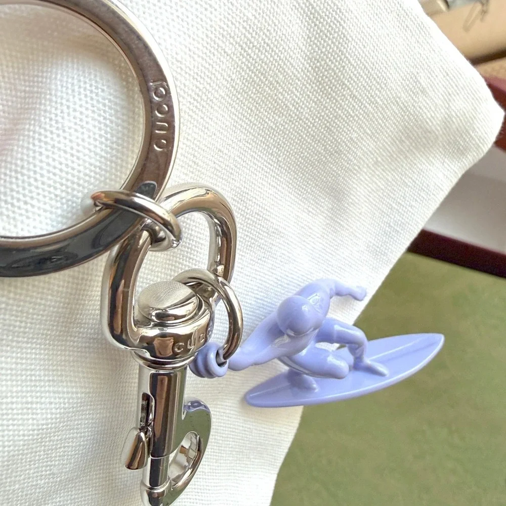 Gucci Purple Surfer Keychain Ceramic‎ Varnish Ottone Silver Hardware 822123